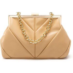 Women's Brown Clutch Purses PU Leather Evening Bag Party, Prom